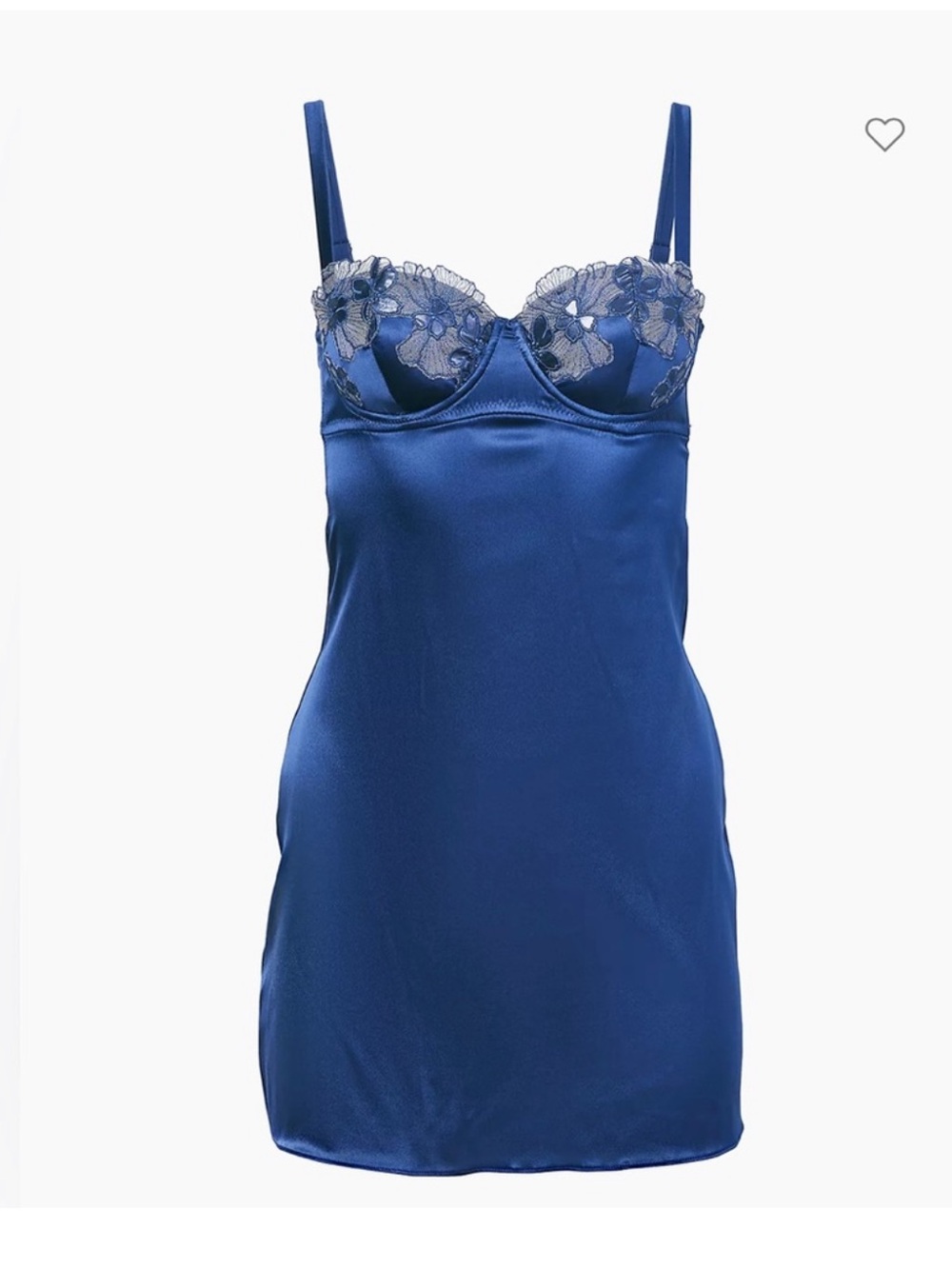 Fleur Du Mal Blue Lace-Trim Satin Chemise